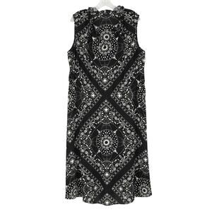 Talbots Plus 1X Sleeveless Black Celestial Print Dress Elastic Waist Sheer Fairy